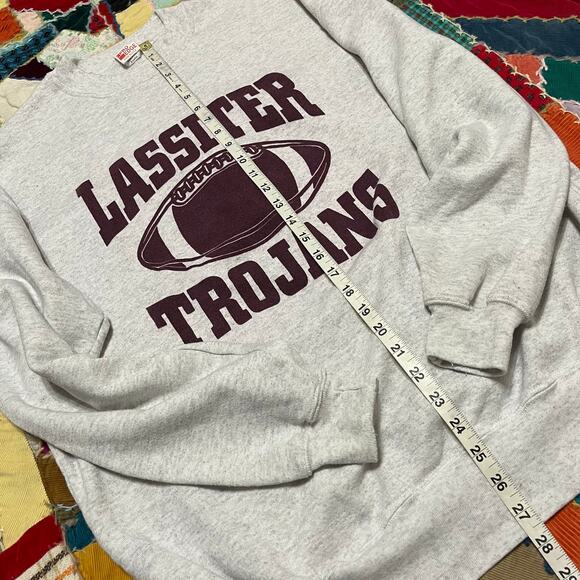 Vintage Lassiter Trojans Burgundy Grey Crewneck Sweatshirt XL - Picture 4 of 6